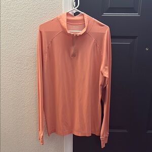 Peach Long Sleeve Quarter-Zip Top